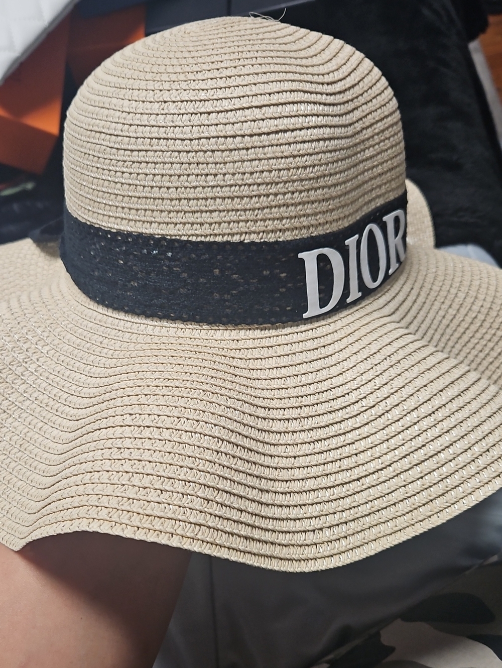 Wide Brim Straw Sun Hat with Black Bow